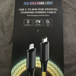 RGB USB-C to Lightning Fast Charging Cable 27W (iPhone 8–14) LED Glow